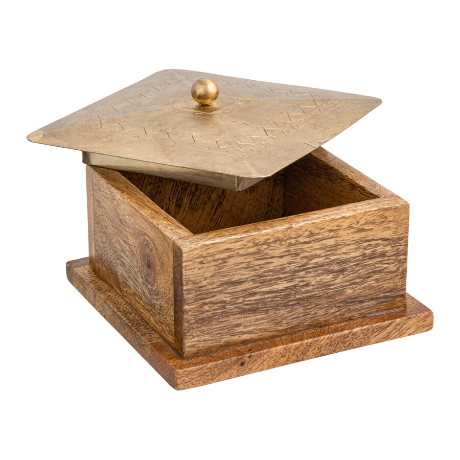 Willow &amp; Silk Trinket Storage Box Handmade 12.5cm Antique Gold W/Metal Pressed