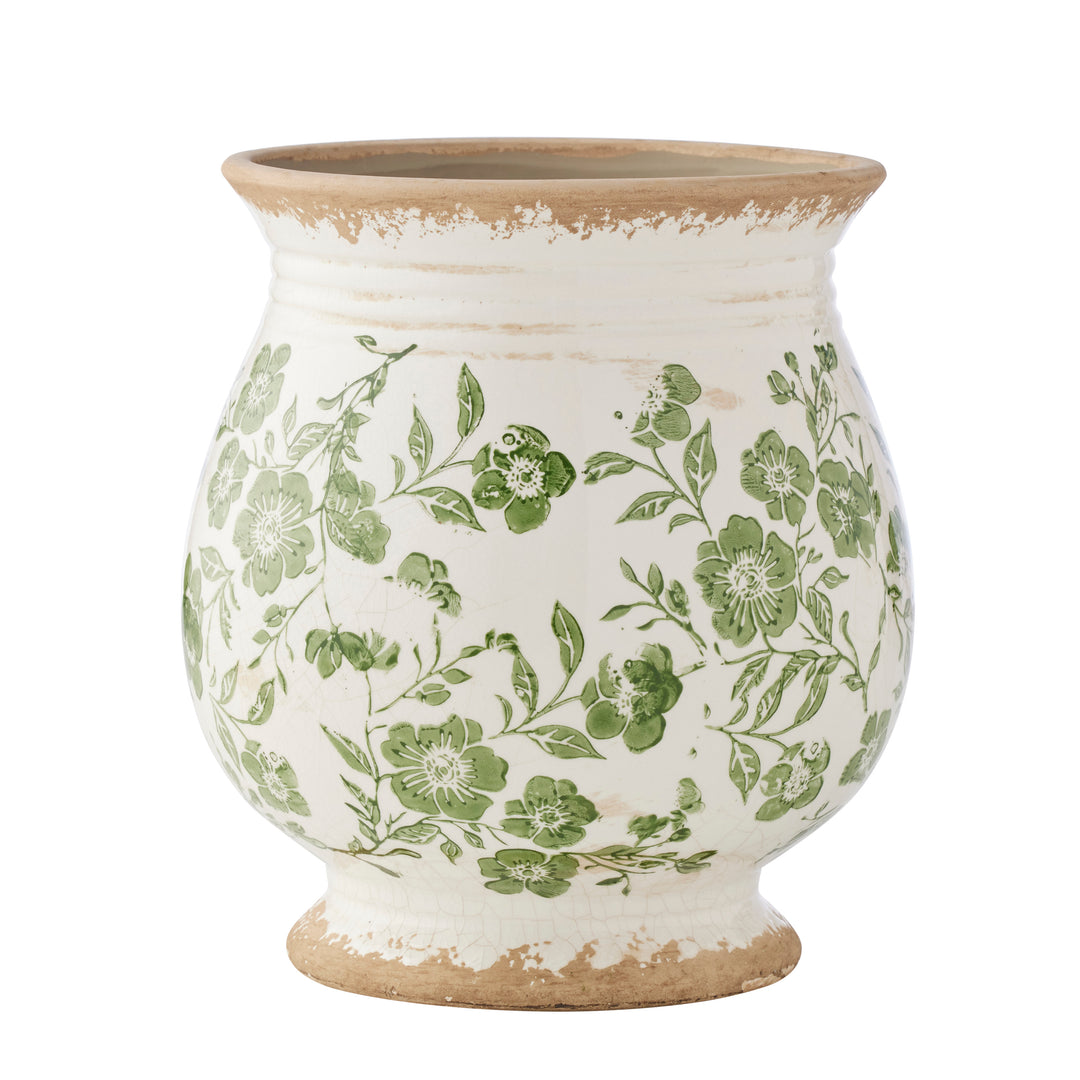 Willow &amp; Silk Green Leaf Bulb Shape Vase Lge 22x22x24cm