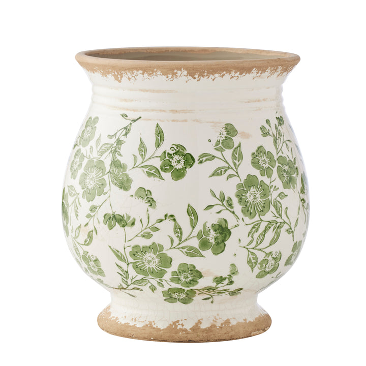 Willow &amp; Silk Green Leaf Bulb Shape Vase Lge 22x22x24cm