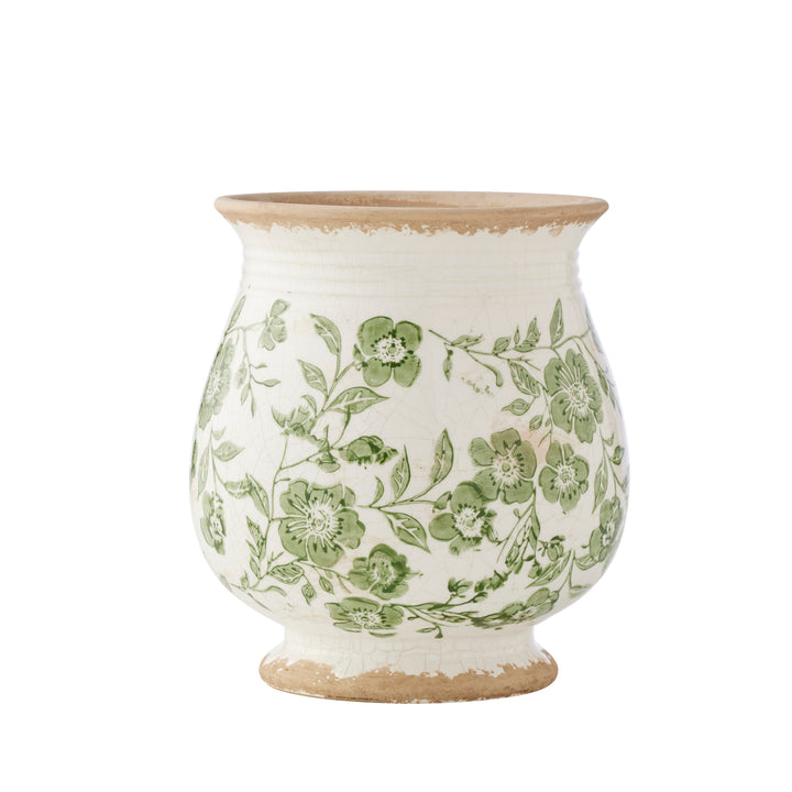 Willow &amp; Silk Green Leaf Bulb Shape Vase Sml 17.5x17.5x19.5