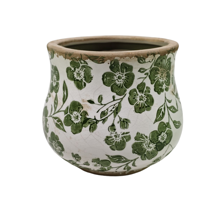 Willow &amp; Silk Green Leaf Potplanter 16x16x13.5cm