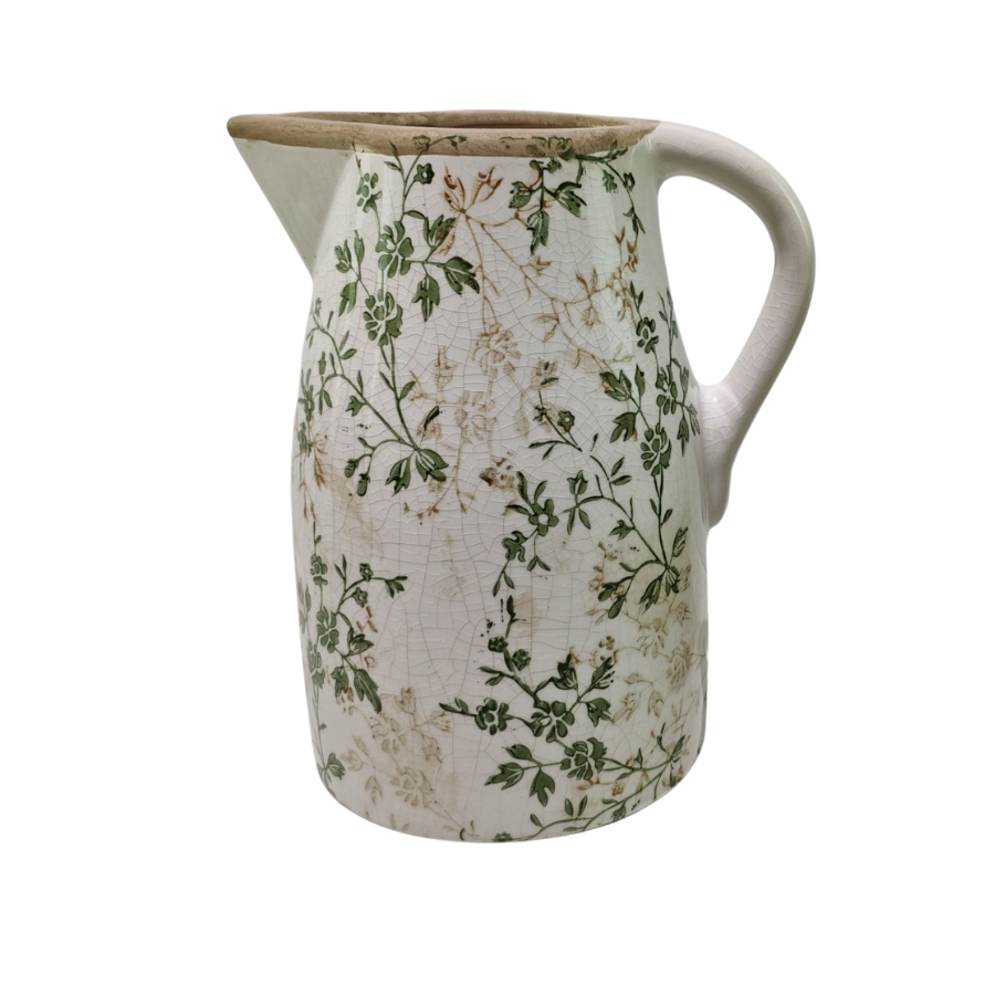 Willow &amp; Silk Green Leaf Jug Lge (20x16x24cm)