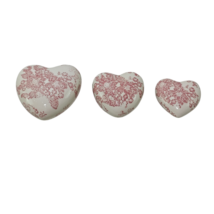 Willow &amp; Silk Set/3 Ass Size Cherry Blossom Hearts 10.5x4.5/8.5x4/7x3cm