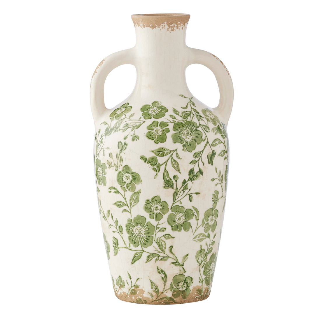 Willow &amp; Silk Green Leaf Urn 16x15x31.5cm