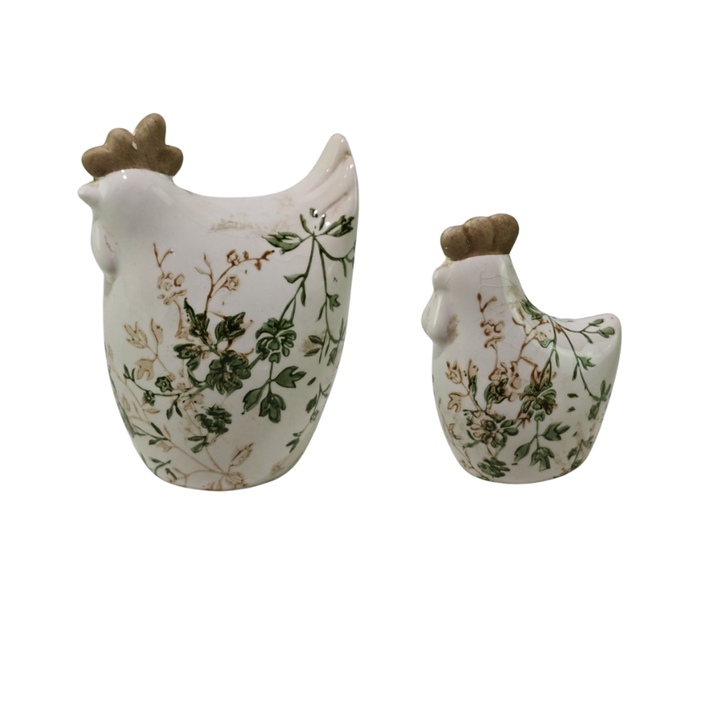 Willow &amp; Silk Set/2 Ass Size Green Leaf Chooks 10.5x8x14.5cm/9x6x11.5cm