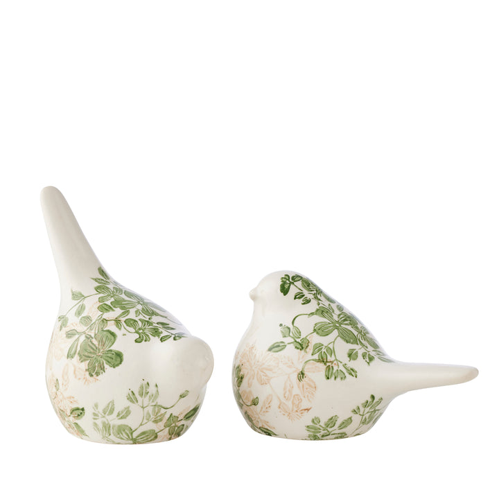 Willow &amp; Silk Set/2 Asst Size Green Leaf Birds 16.5x9.5x10/14x9x14cm