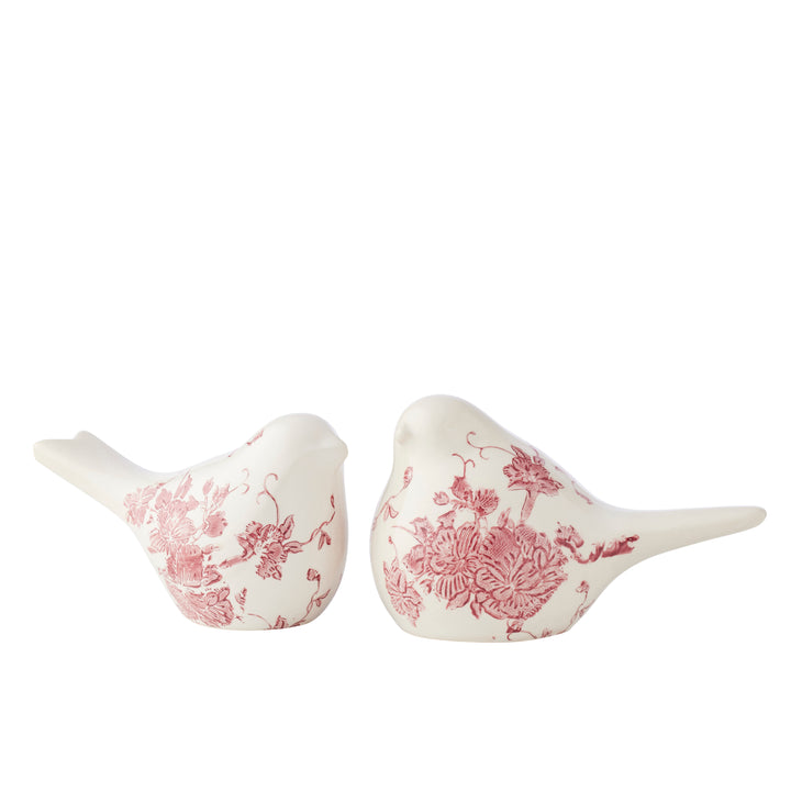 Willow &amp; Silk Set/2 Asst Size Cherry Blossom Birds 20.5x9x11.5/16.5x9.5x10cm