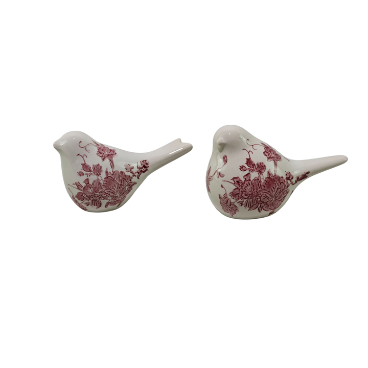Willow &amp; Silk Set/2 Asst Size Cherry Blossom Birds 20.5x9x11.5/16.5x9.5x10cm