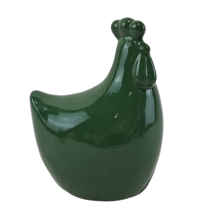 Willow &amp; Silk S/2 Green Bold Chickens 14x10x18/11.5x6x9.5cm