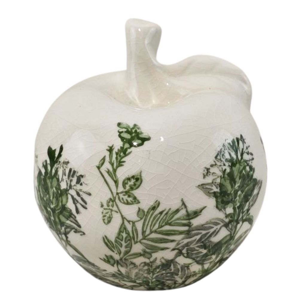 Willow &amp; Silk Set of Green Floral Apple &amp; Pear 11.5x11.5x16.5/11x11x11.5cm