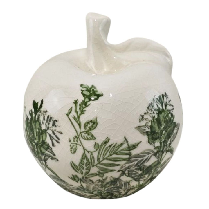 Willow &amp; Silk Set of Green Floral Apple &amp; Pear 11.5x11.5x16.5/11x11x11.5cm