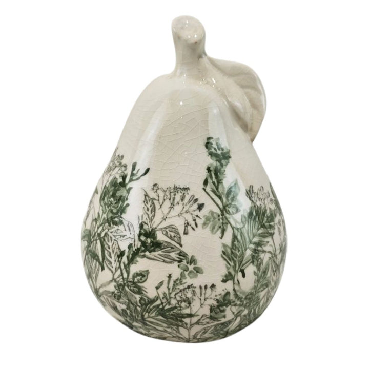 Willow &amp; Silk Set of Green Floral Apple &amp; Pear 11.5x11.5x16.5/11x11x11.5cm