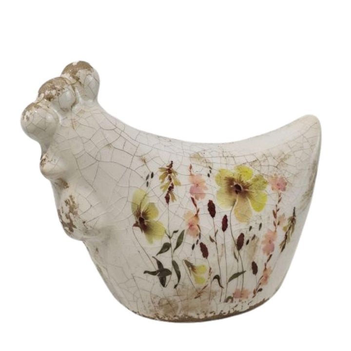 Willow &amp; Silk S/2 Wild Flower Mini Chickens 11.5x6x9.5/9x6x11.5cm