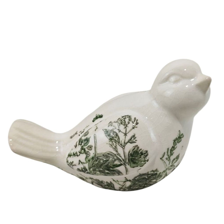 Willow &amp; Silk S/2 Green Floral Birds 21x10x12/15.5x8.5x10cm