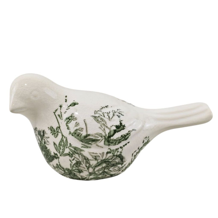 Willow &amp; Silk S/2 Green Floral Birds 21x10x12/15.5x8.5x10cm