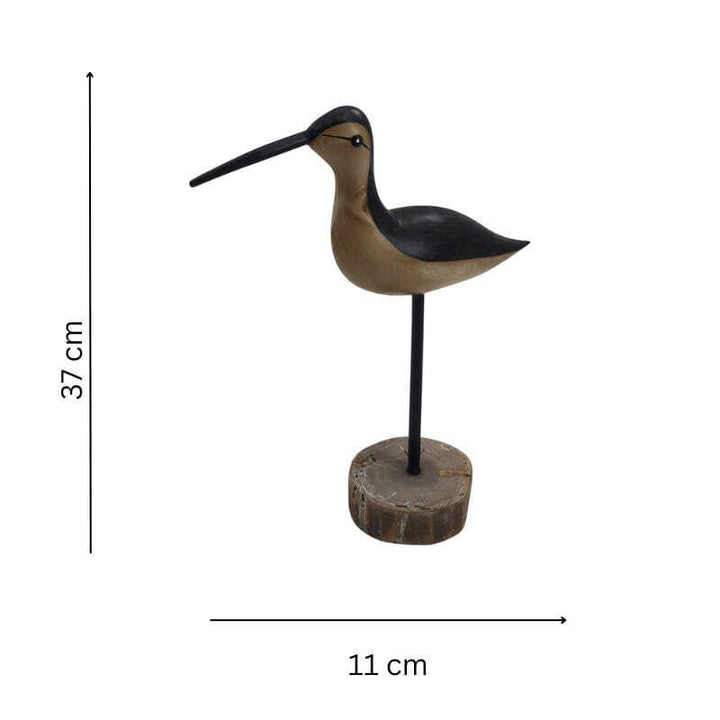 Willow &amp; Silk Metal 37cm Brown Plumage Bird Statue w/Wooden Base Ornament