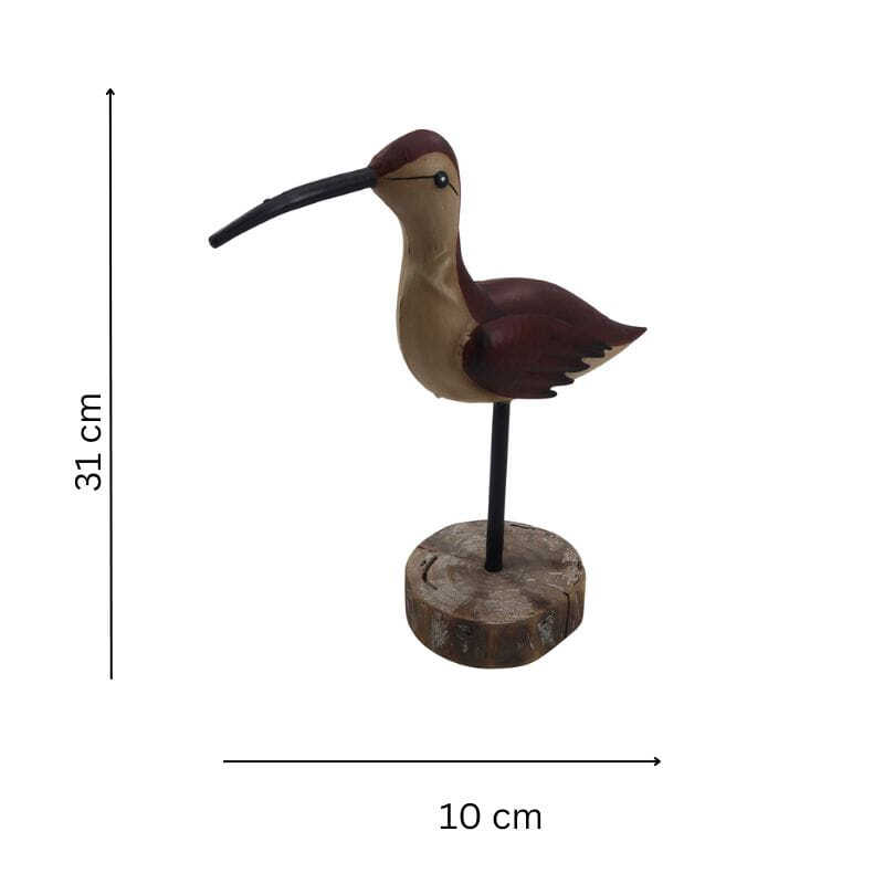 Willow &amp; Silk Metal 31cm Brown Plumage Bird Statue w/Wooden Base Ornament