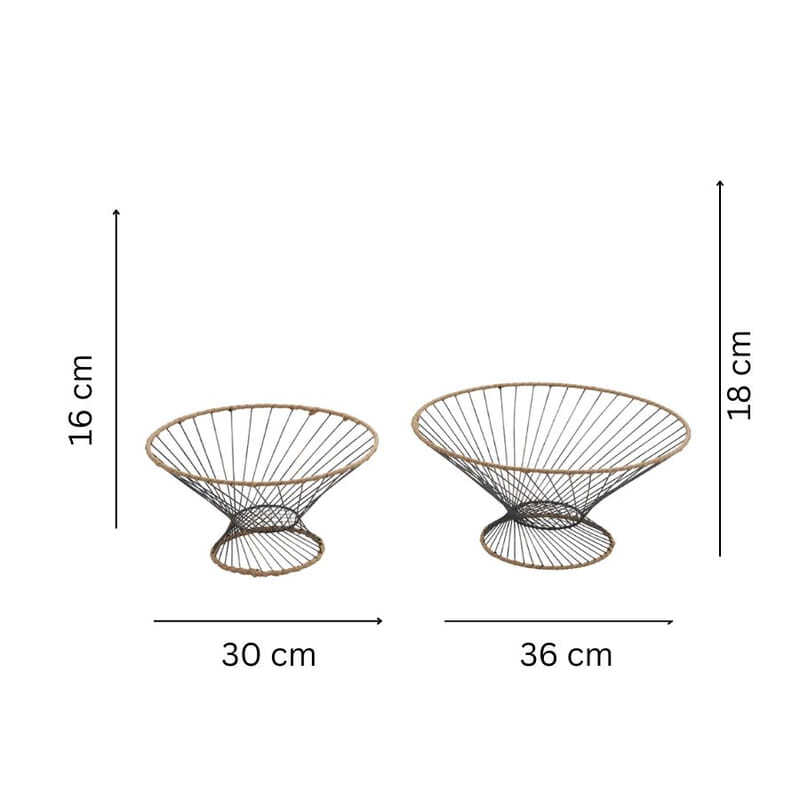 Willow &amp; Silk Nested 36cm/30cm Set of 2 Round Taper Footed Serving Bowl