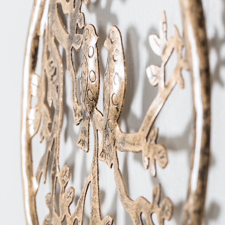Willow &amp; Silk Hanging 46cm Golden Lovebirds On Tree w/ Beads &amp; Bells