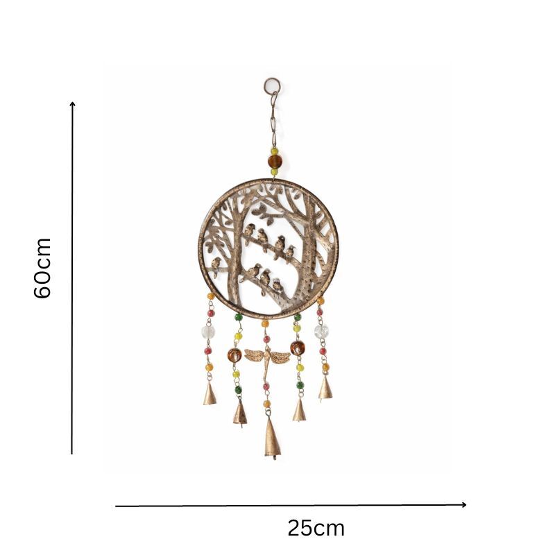 Willow &amp; Silk Handmade 60cm Hanging Birds/Dragonfly/Beads Wind Chime