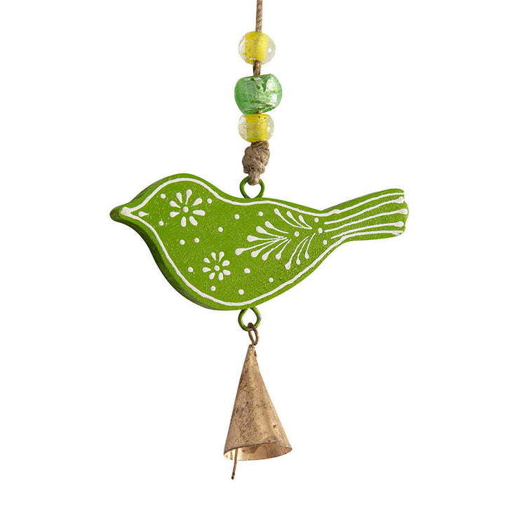 Willow &amp; Silk Hanging 65cm Set of 3 Wooden/Metal Bird Trio Bells
