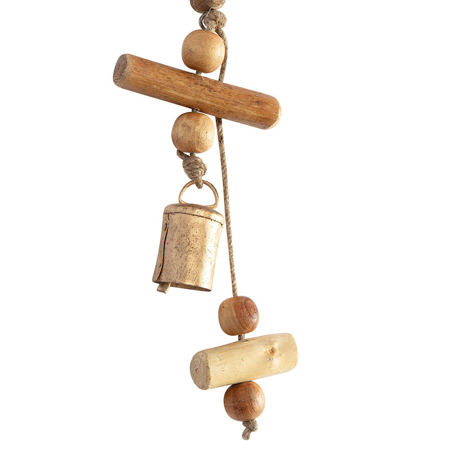 Willow &amp; Silk Handmade Hanging 55cm Helm/Ship Wheel w/ Bell Decor
