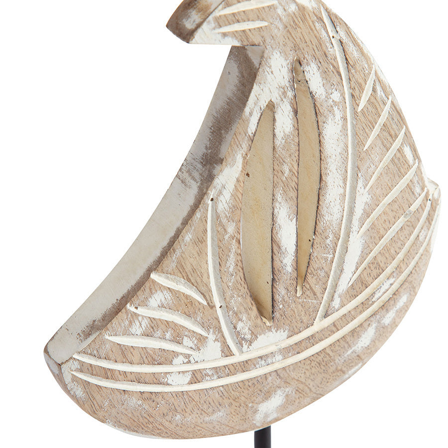 Willow &amp; Silk Wooden 30cm Nautical Sailboat White Tabletop Ornament