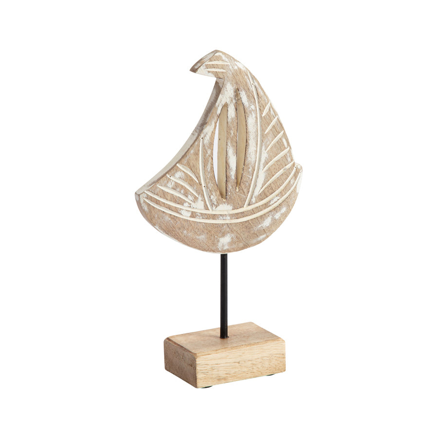 Willow &amp; Silk Wooden 30cm Nautical Sailboat White Tabletop Ornament