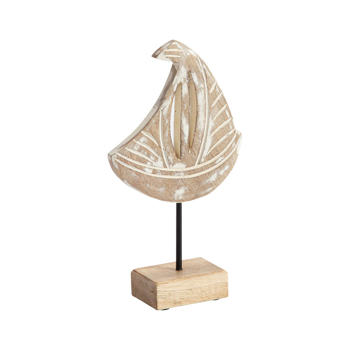 Willow &amp; Silk Wooden 30cm Nautical Sailboat White Tabletop Ornament