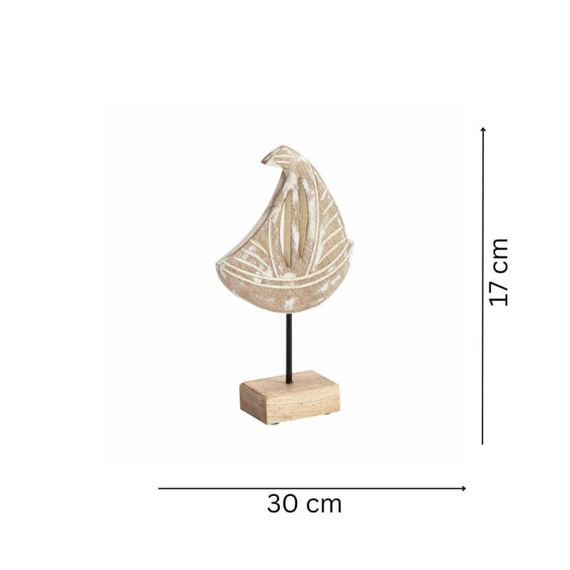 Willow &amp; Silk Wooden 23cm Nautical Sailboat Natural Tabletop Ornament