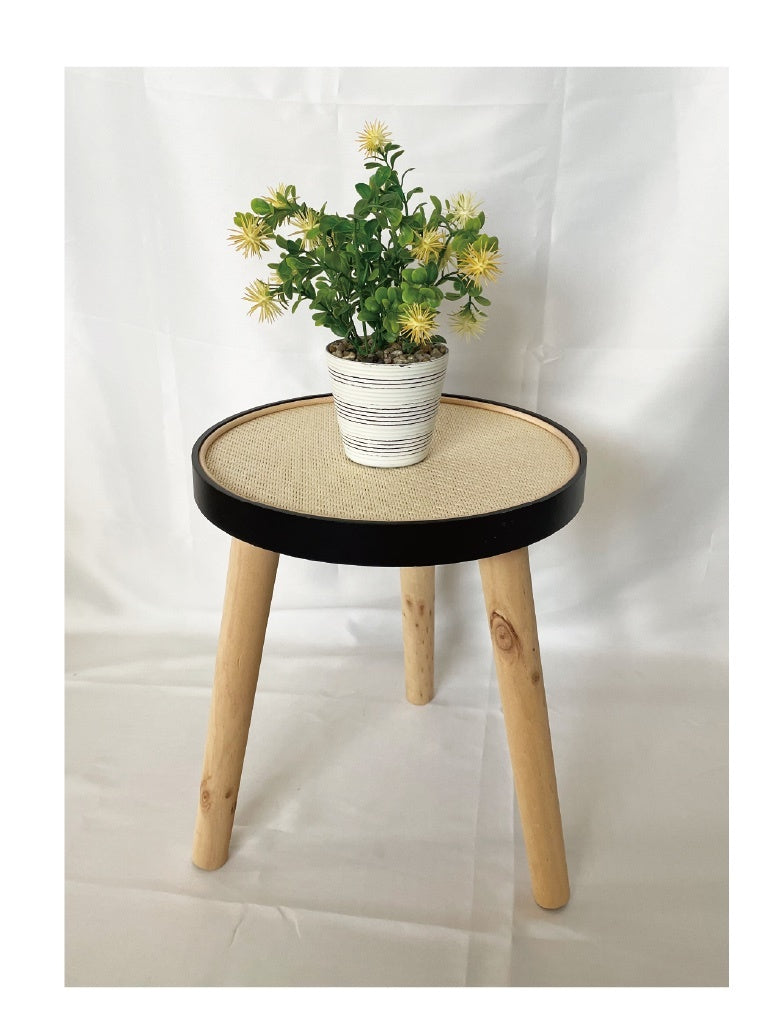 Willow &amp; Silk Round 34cm Wooden 3-Legged Stool/Side Table