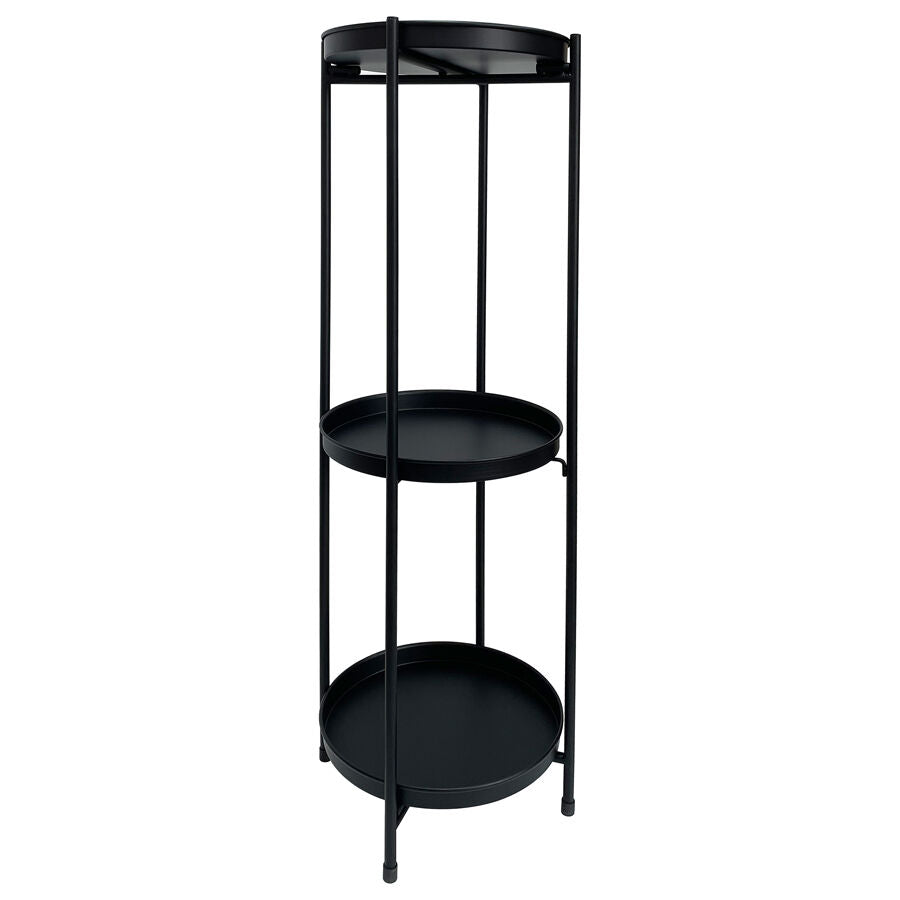 Willow &amp; Silk 3-Shelf 81cm Black Round Metal Pot/Planter Stand