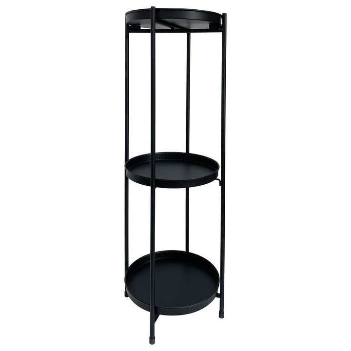 Willow &amp; Silk 3-Shelf 81cm Black Round Metal Pot/Planter Stand