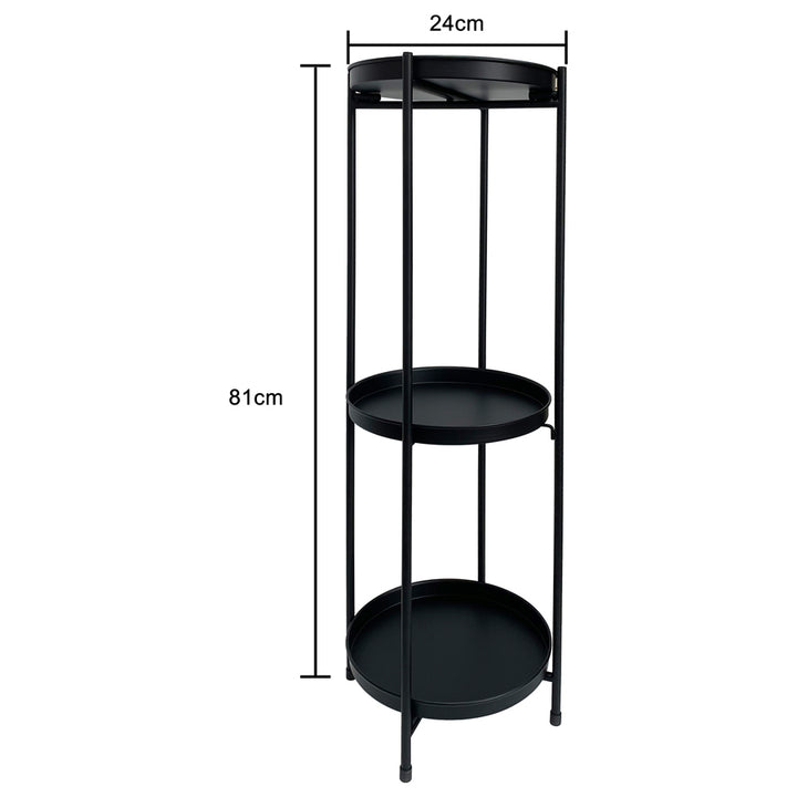 Willow &amp; Silk 3-Shelf 81cm Black Round Metal Pot/Planter Stand