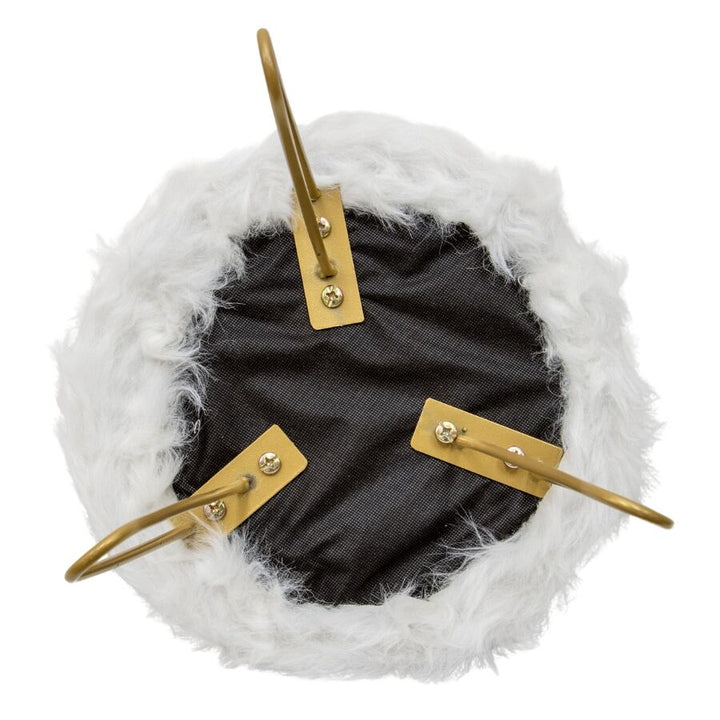 Willow &amp; Silk 3-Golden Legged 30cm Stool w/ White Faux Fur