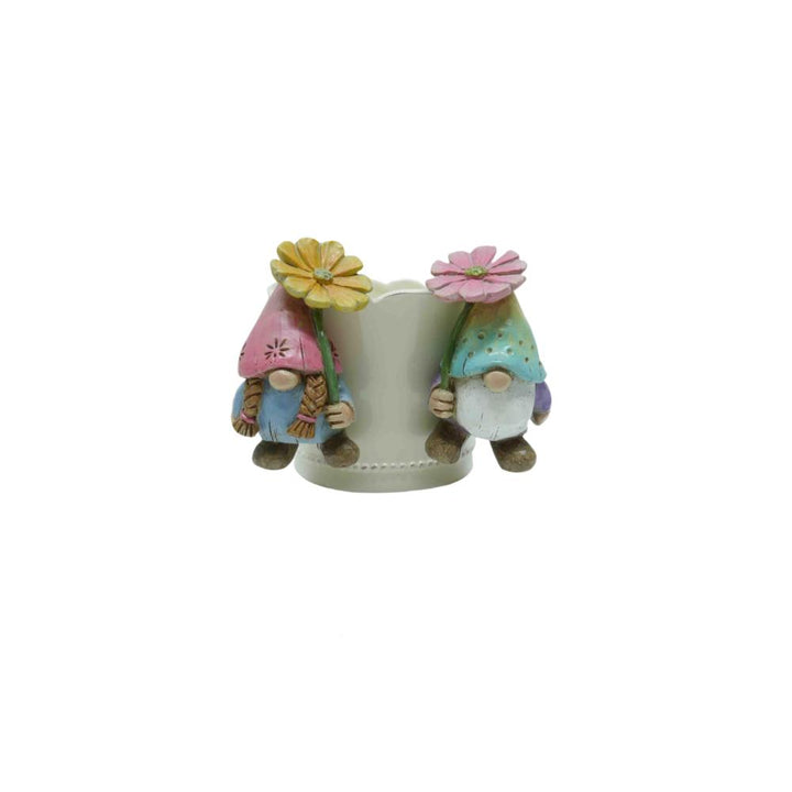 Willow &amp; Silk Set/2 Asst Gnomes Holding Flower Pot Hangers