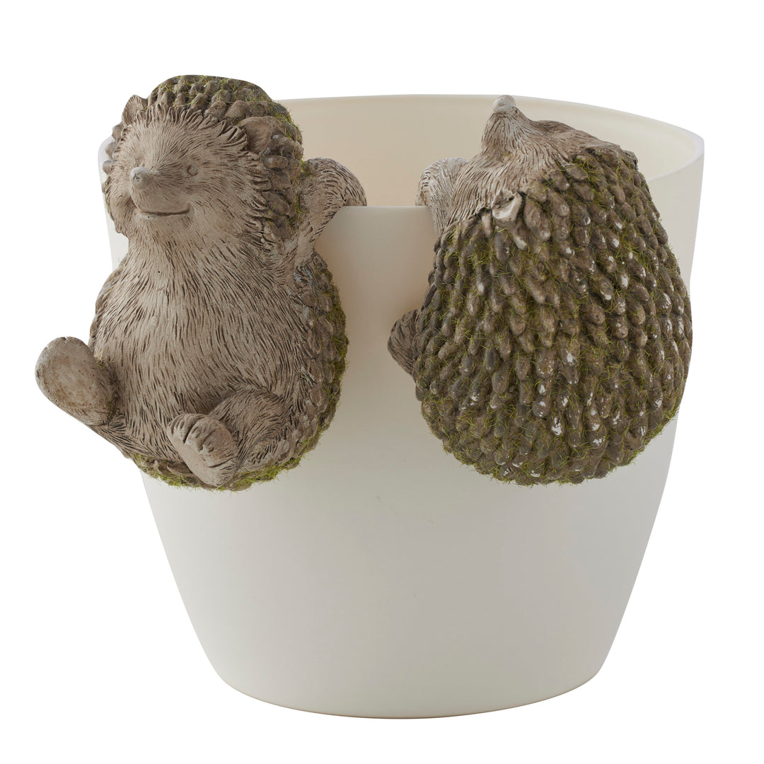 Willow &amp; Silk Set/2 Asst Hedgehogs w/Moss Pot Hangers