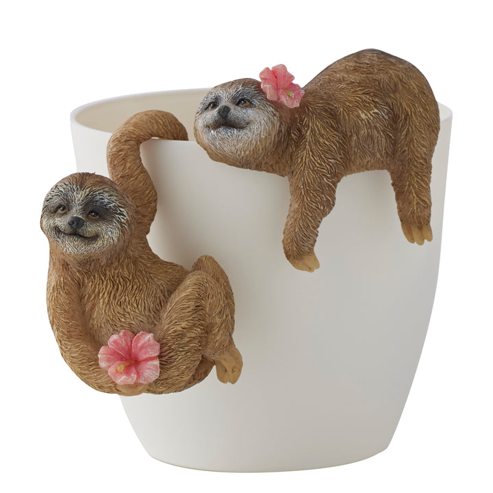 Willow &amp; Silk Set/2 Asst Sloth w/ Flower Pot Hangers