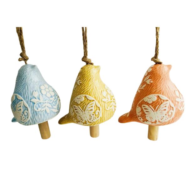 Willow &amp; Silk Yellow BIrd Wind Chime 15x10.5x13.cm