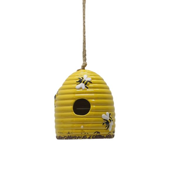 Willow &amp; Silk Bee Hive Hanging Bird House 13.2x13.2x15cm