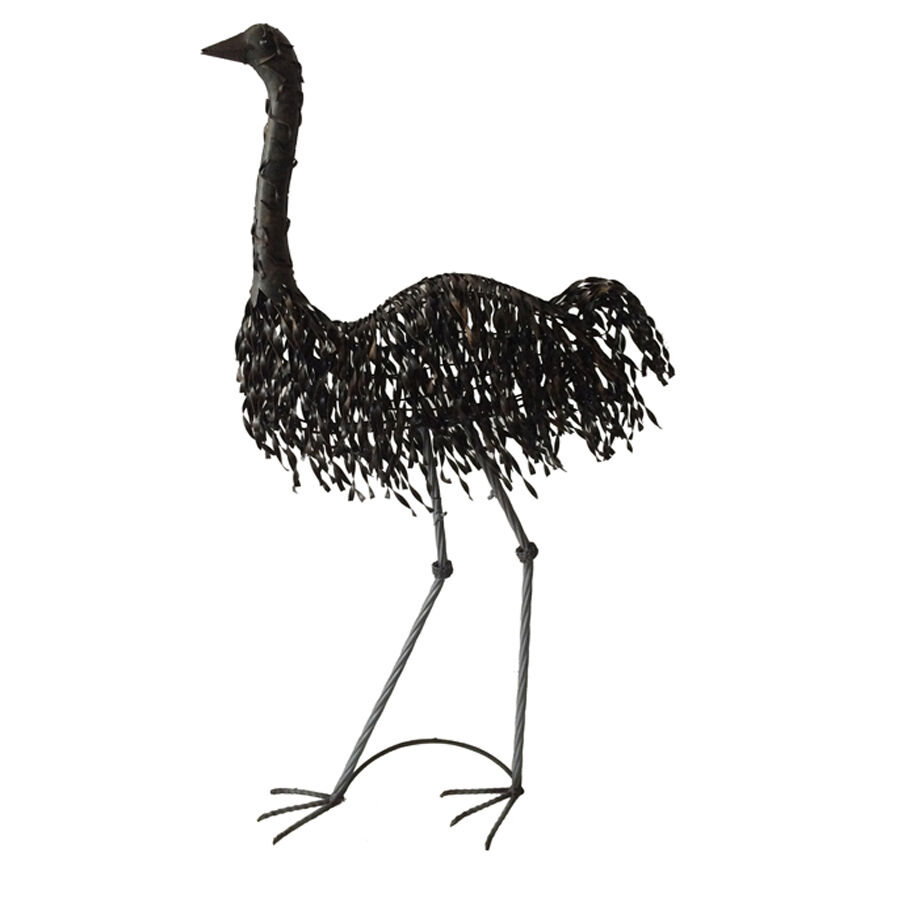 Willow &amp; Silk Emu Garden Ornament Rustic &amp; Black Metal 92cm