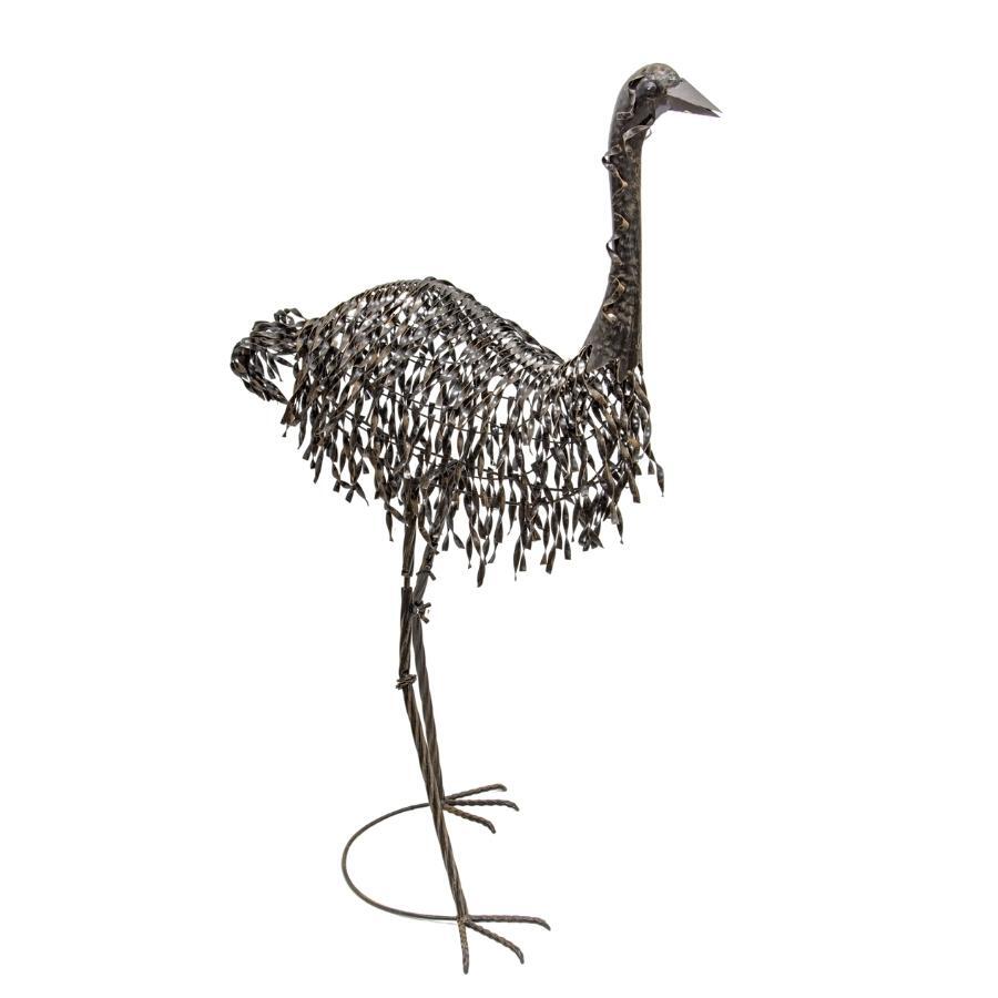 Willow &amp; Silk Emu Garden Ornament Rustic &amp; Black Metal 92cm