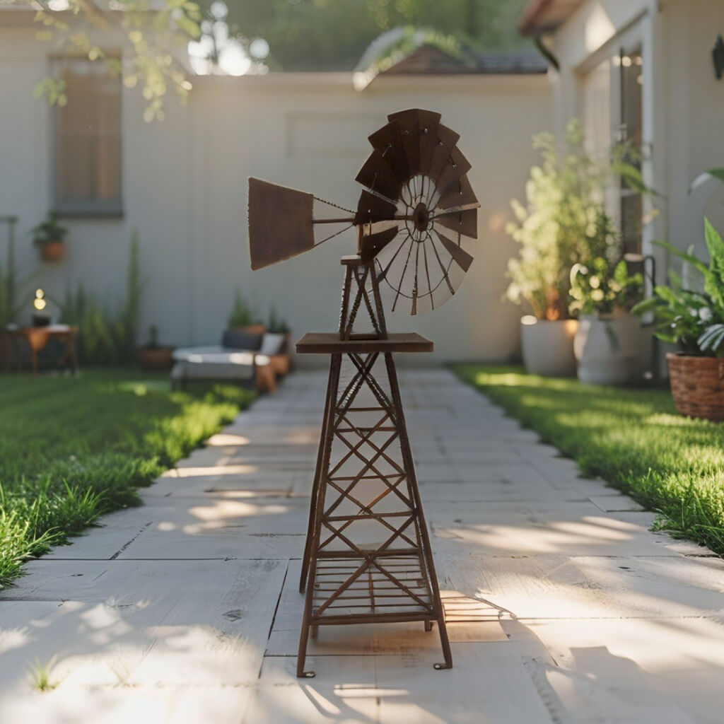 Willow &amp; Silk Rust Windmill Garden Ornament