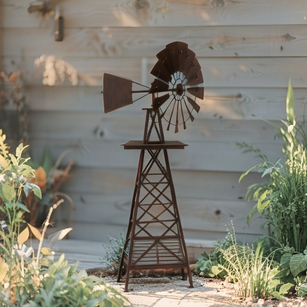 Willow &amp; Silk Rust Windmill Garden Ornament