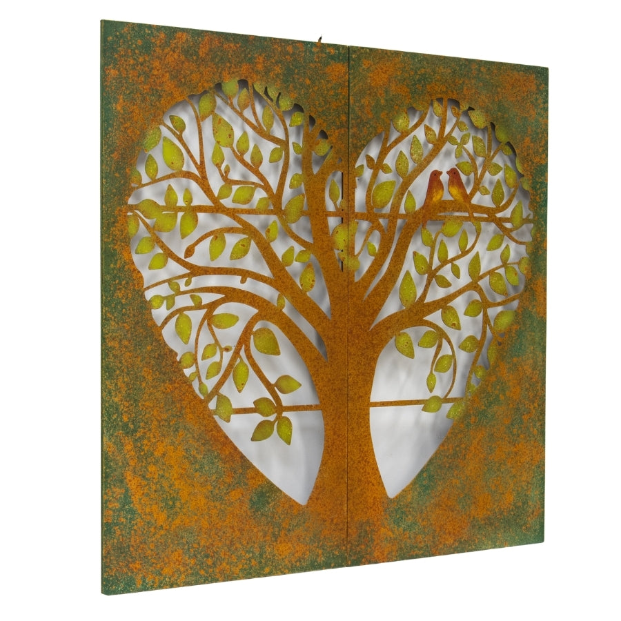 Willow &amp; Silk Lasercut 35.5cm Heart Tree Of Life/Birds Wall Art