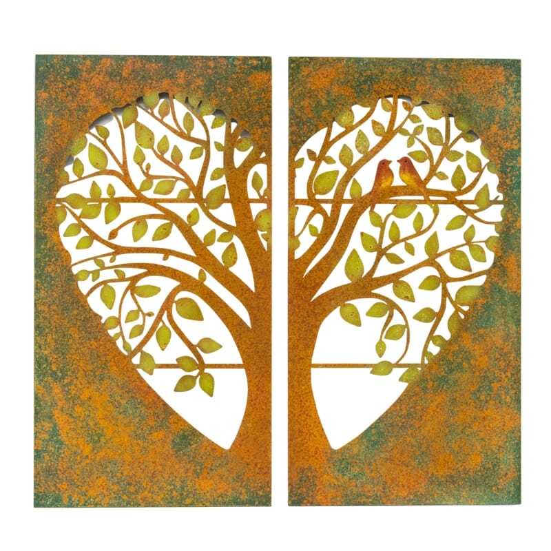 Willow &amp; Silk Lasercut 35.5cm Heart Tree Of Life/Birds Wall Art