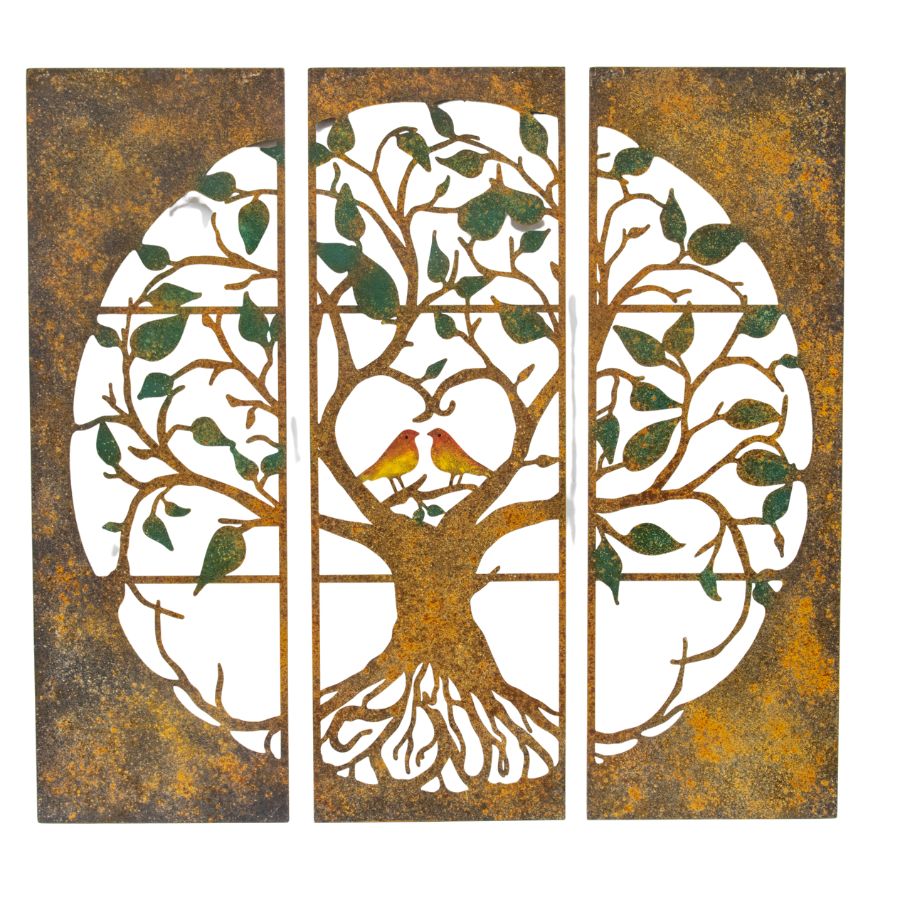 Willow &amp; Silk Laser cut 35cm Metal Tree Of Life 3-Piece Nature Wall Art