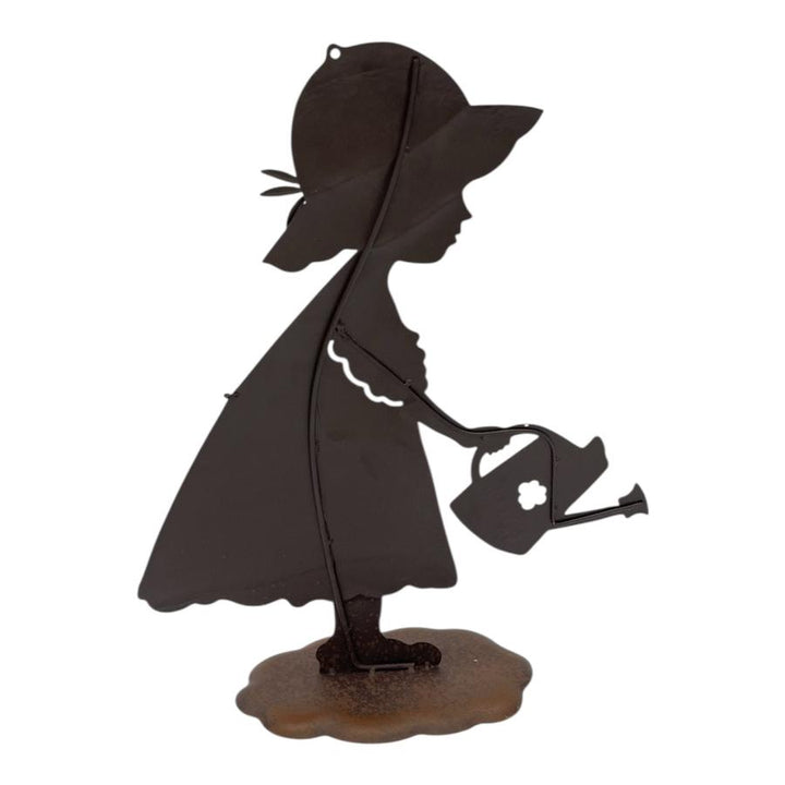Willow &amp; Silk Colourful Girl w/Watering Can Garden Statue 31x11x39cm