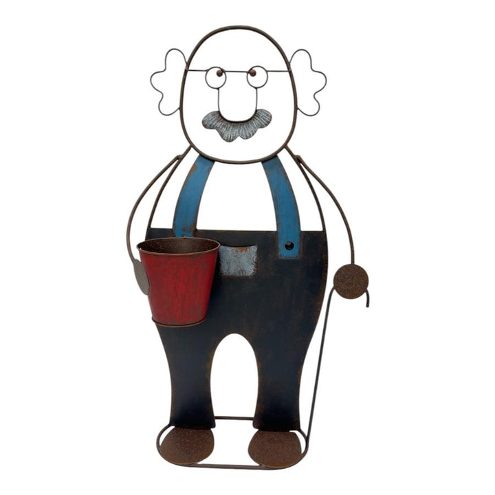 Willow &amp; Silk Colourful Grandpa w/Flower Pot 50x21.5x83cm