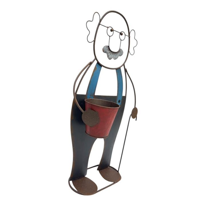 Willow &amp; Silk Colourful Grandpa w/Flower Pot 50x21.5x83cm